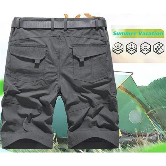 Mens Hiking Cargo Shorts Quick Dry Stretch Outdoor Lightweight Summer Pockets - Picture 2 of 7